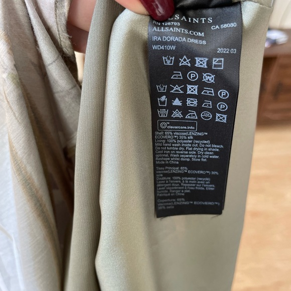 |AllSaints| Ira Dorada Silk Asymmetrical One Shoulder Midi Dress Size 6 - Picture 9 of 11